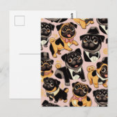 Retro Nahtloser Niedlicher Mops Postkarte (Vorne/Hinten)