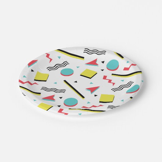 Retro nahtloses Muster 90s Pappteller (Schrägansicht)