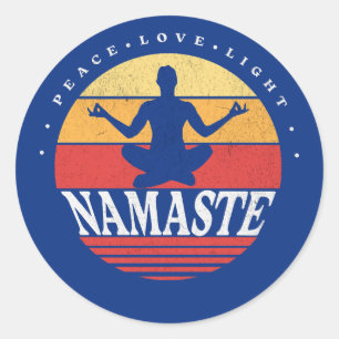 Retro Namaste, Yoga-Pose Runder Aufkleber