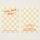 Retro-Name Blassgelbe, weiße Schachbretter Ohrkart (Vorne & Hinten)
