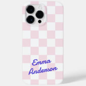 Retro-Name hellrosa-weißes Schachbrettmuster Case-Mate iPhone Hülle (Rückseite)