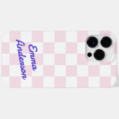 Retro-Name hellrosa-weißes Schachbrettmuster Case-Mate iPhone Hülle (Rückseite (Horizontal))