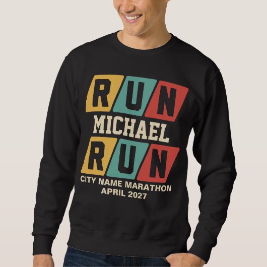 Retro-Name-Marathon-Unterstützung Sweatshirt (Vorderseite)