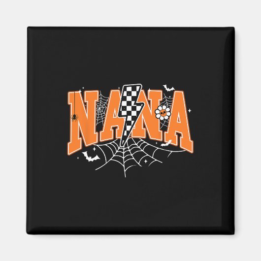 Retro Nana Lightning Bolt Halloween Spider Web Fal Magnet (Vorne)