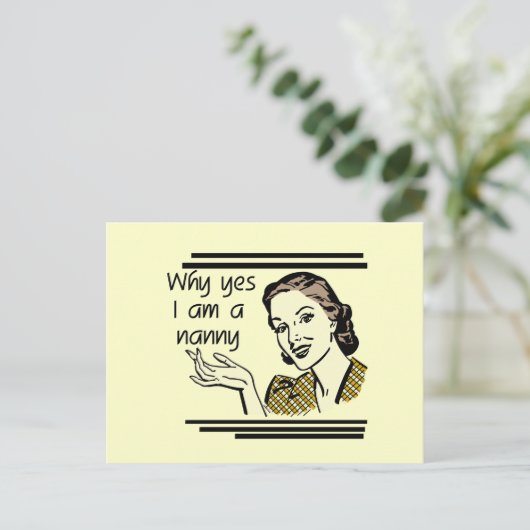 Retro Nanny T - Shirt und Geschenke Postkarte (Stehend Vorderseite)