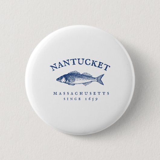 Retro Nantucket Machusetts Angeln Button (Vorderseite)