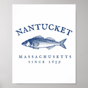 Retro Nantucket Machusetts Angeln  Poster