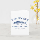 Retro Nantucket Machusetts Fischen Karte (Gelbe Blume)