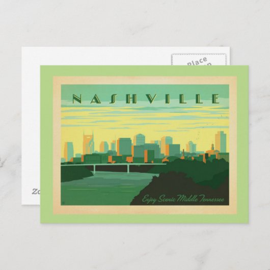 Retro Nashville Postkarte (Vorne/Hinten)