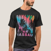 Retro Nassau Bahamas Beach Fan Palm Tree Cool Souv T-Shirt (Vorderseite)