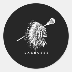 Retro Native Headdress Vintag Lacrosse Stick Skul Runder Aufkleber