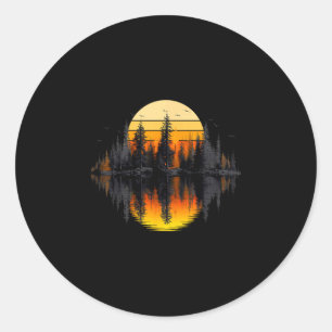 Retro-Natur-Bäume-Reflexion-Sonnenuntergang-Wald Runder Aufkleber