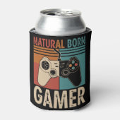 Retro Natural Born Gamer Funny Dosenkühler (Kanne Vorderseite)