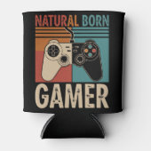 Retro Natural Born Gamer Funny Dosenkühler (Vorderseite)