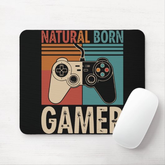 Retro Natural Born Gamer Funny Mousepad (Mit Mouse)