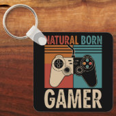 Retro Natural Born Gamer Funny Schlüsselanhänger (Vorderseite)