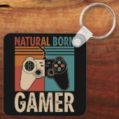 Retro Natural Born Gamer Funny Schlüsselanhänger (Rückseite)