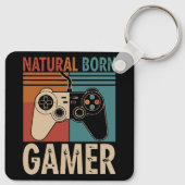 Retro Natural Born Gamer Funny Schlüsselanhänger (Rückseite)