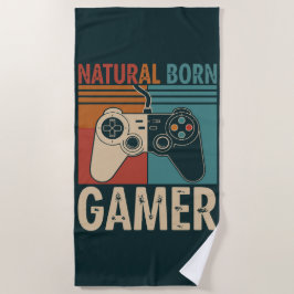 Retro Natural Born Gamer Funny Strandtuch