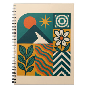 Retro Nature Abstrakt Art-Modern Geometric Floral Notizblock