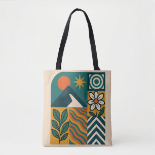 Retro Nature Abstrakt Art-Modern Geometric Floral Tasche