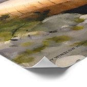 Retro Nature Art Bären mit Kanufahrt Poster (Ecke)