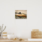Retro Nature Art Bären mit Kanufahrt Poster (Küche)