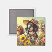 Retro Nature Hunde Magnet (Vorderseite/Rückseite)