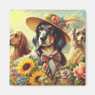 Retro Nature Hunde Magnet