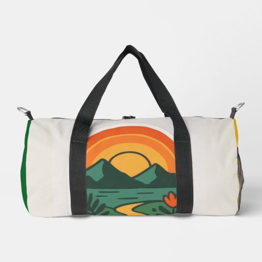 Retro Nature Sunset - Vintages Gebirge Duffle Bag (Vorderseite)