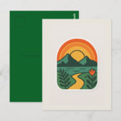 Retro Nature Sunset - Vintages Gebirge Postkarte (Vorne/Hinten)