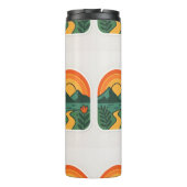 Retro Nature Sunset - Vintages Gebirge Thermosbecher (Rückseite)