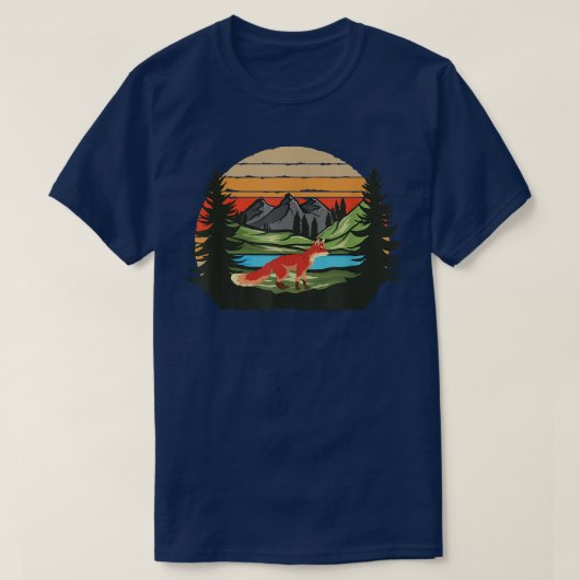 Retro Naturewald Bäume Bergsee-Zauber T-Shirt (Design vorne)