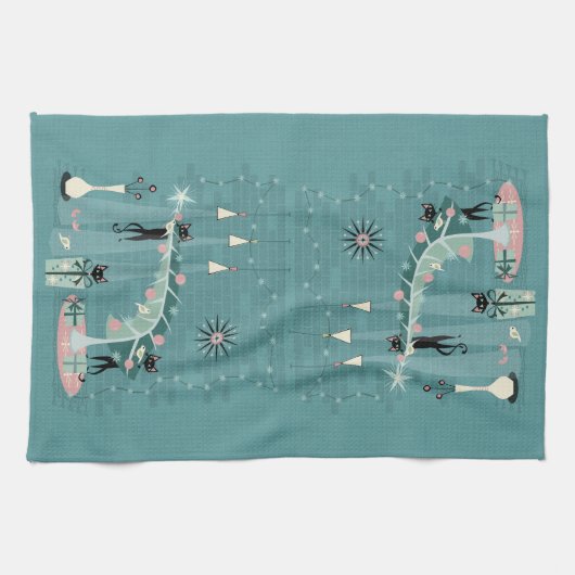 Retro Naughty Kitty ©️ Studioxtin Geschirrtuch (Horizontal)