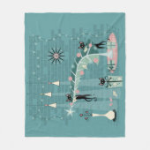 Retro Naughty Kitty Weihnachten Fleecedecke (Vorderseite)