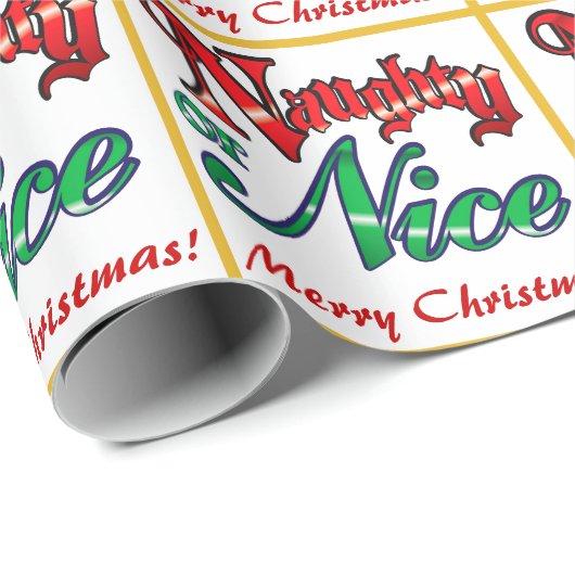 Retro Naughty oder Nice Christmas Geschenkpapier (Rolleneckpunkt)