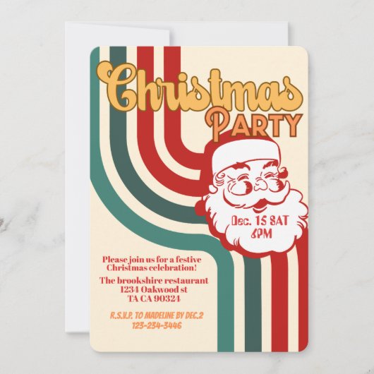 Retro naughty Santa Claus Einladung (Vorderseite)