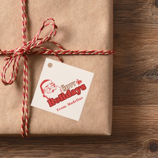 Retro naughty Santa Claus Geschenkanhänger