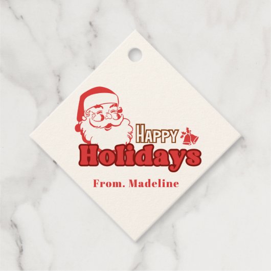 Retro naughty Santa Claus Geschenkanhänger (Vorderseite)