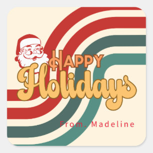 Retro naughty Santa Claus Quadratischer Aufkleber