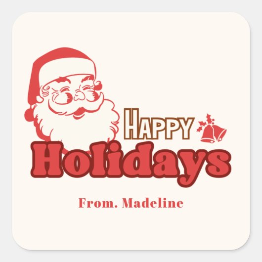 Retro naughty Santa Claus Quadratischer Aufkleber (Vorderseite)