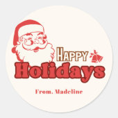 Retro naughty Santa Claus Runder Aufkleber (Vorderseite)