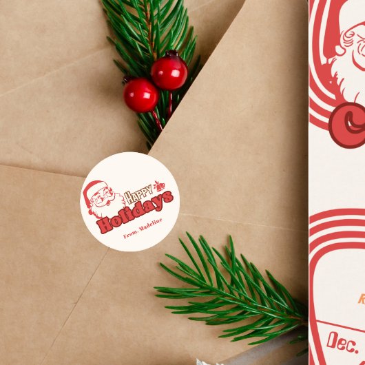 Retro naughty Santa Claus Runder Aufkleber