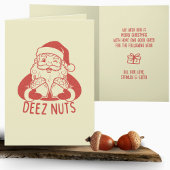 Retro Naughty Santa Deez Nuts Funny Christmas Karte
