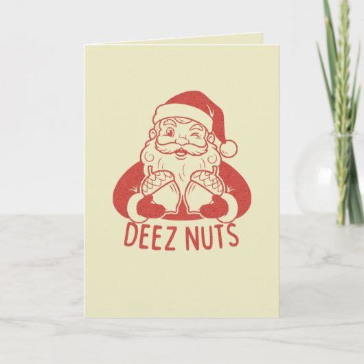 Retro Naughty Santa Deez Nuts Funny Christmas Karte (Vorderseite)