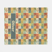 Retro Nautic Modern Anchor Pattern Fleecedecke (Vorderseite (Horizontal))
