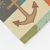 Retro Nautic Modern Anchor Pattern Fleecedecke (Ecke)