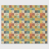 Retro Nautic Modern Anchor Pattern Geschenkpapier (Flach)