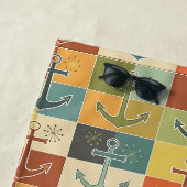 Retro Nautic Modern Anchor Pattern Strandtuch (Beispiel)
