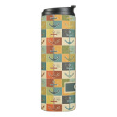 Retro Nautic Modern Anchor Pattern Thermosbecher (Nach links gedreht)
